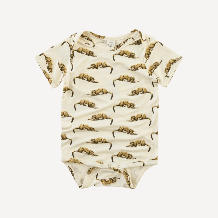 short sleeve lap neck bodysuit | mountain lion | bamboo