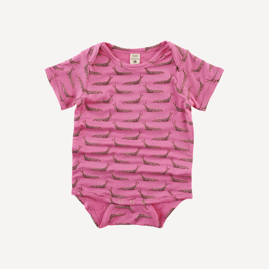 short sleeve lap neck bodysuit | pink slug party | bamboo