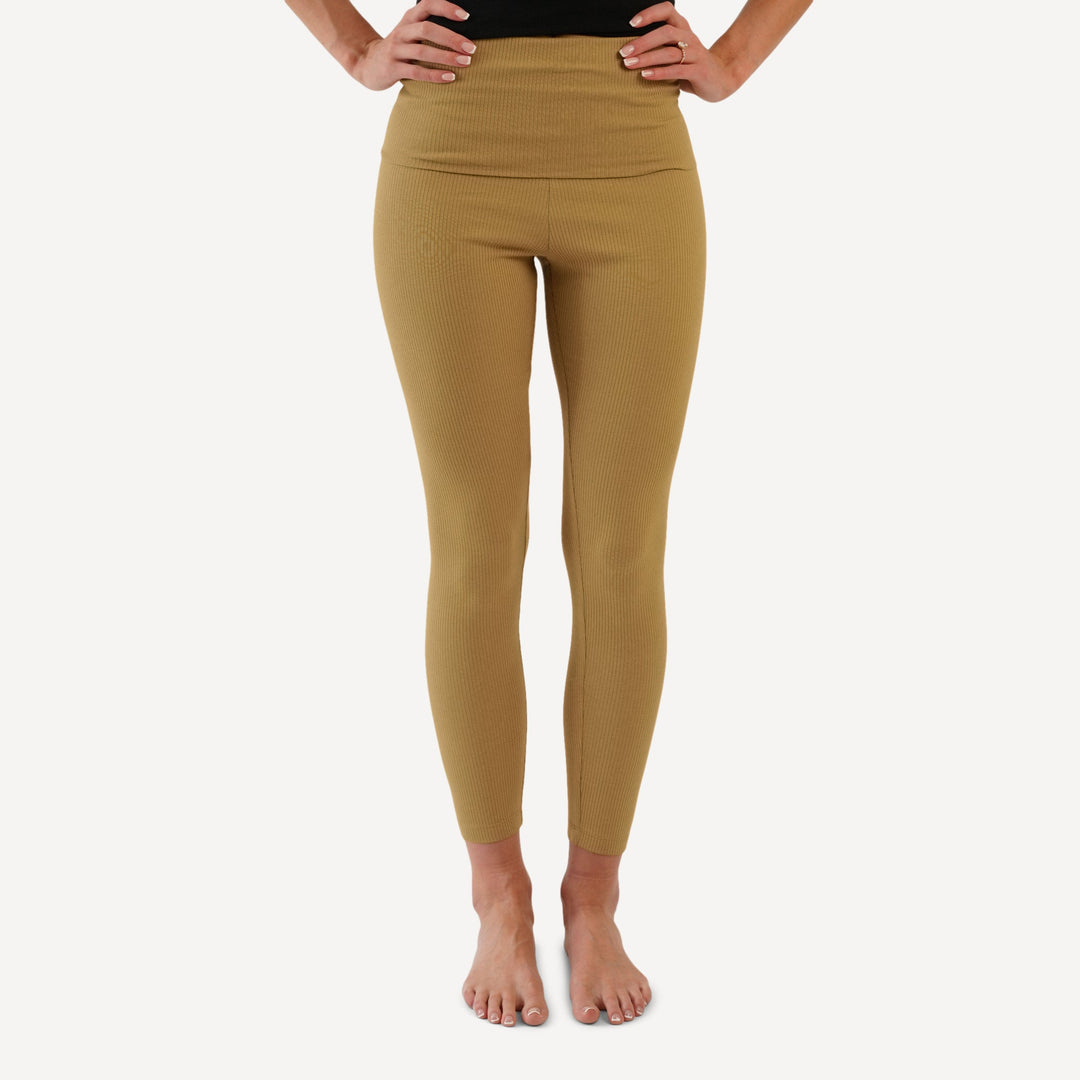 womens rolled legging | fennel | organic cotton single rib