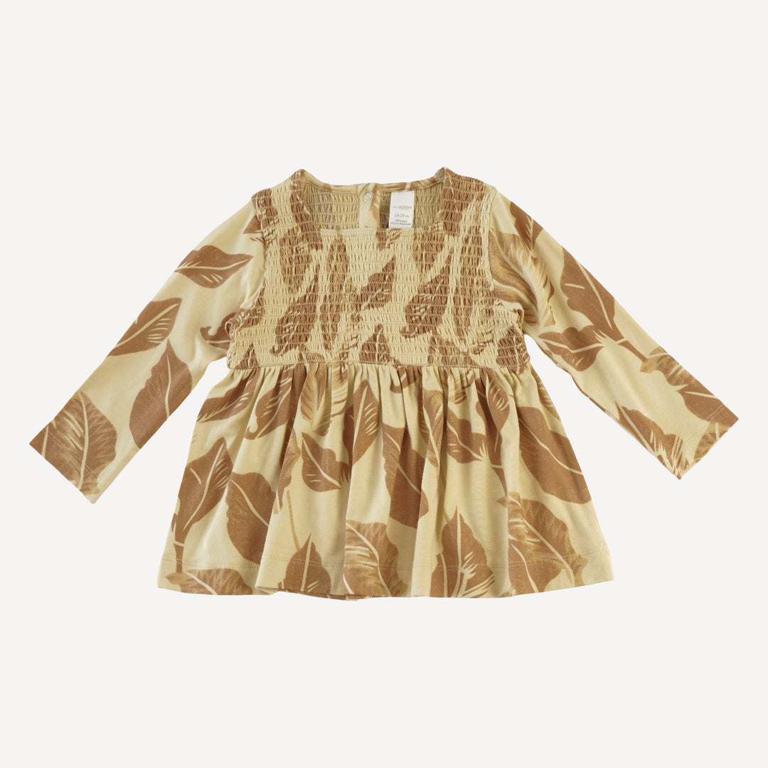 long sleeve square neck smocked top + legging set | porcini leaf | modal