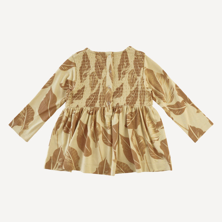 long sleeve square neck smocked top + legging set | porcini leaf | modal