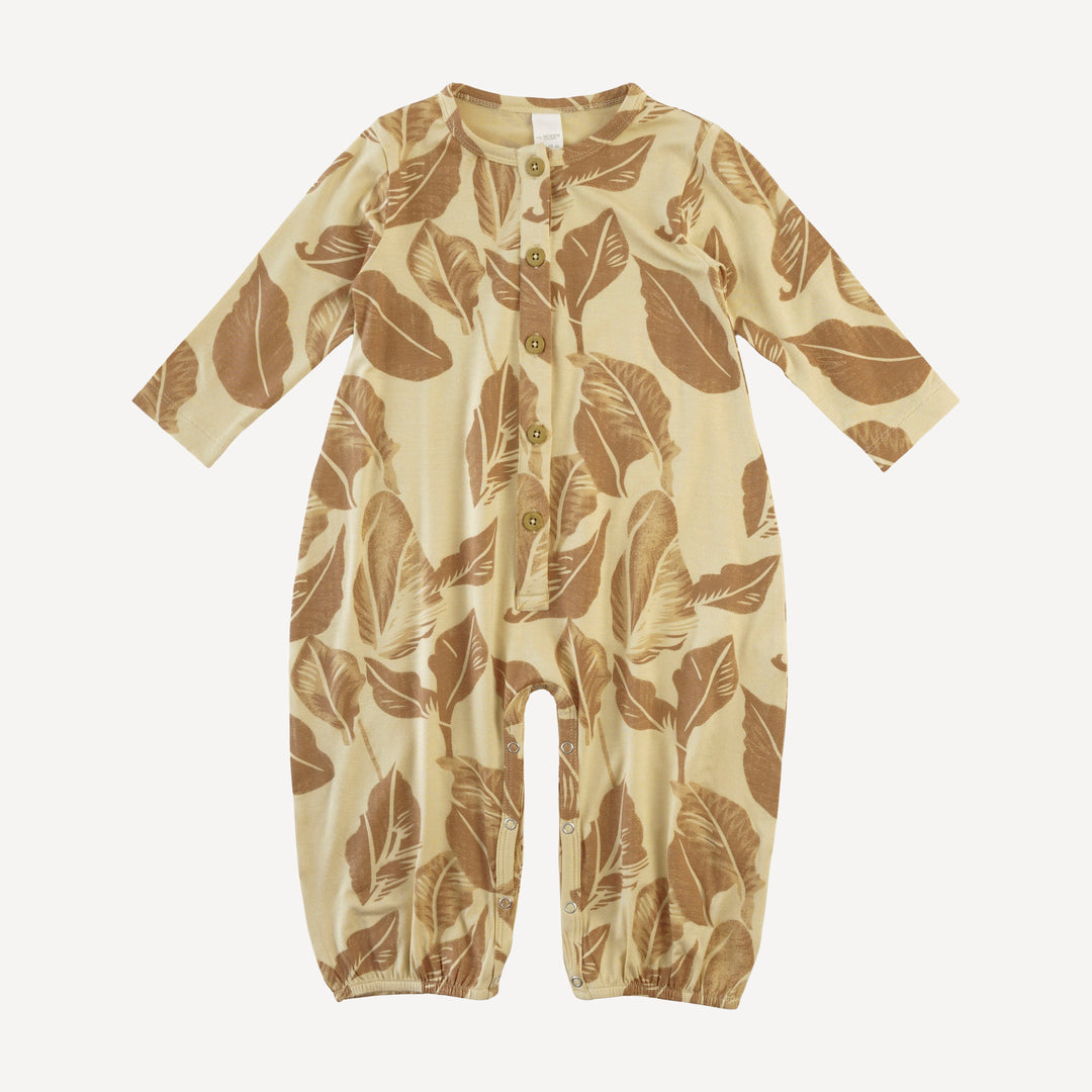 long sleeve button bubble jumpsuit | porcini leaf | modal