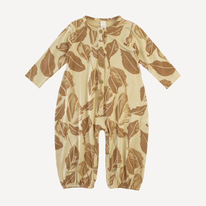 long sleeve button bubble jumpsuit | porcini leaf | modal