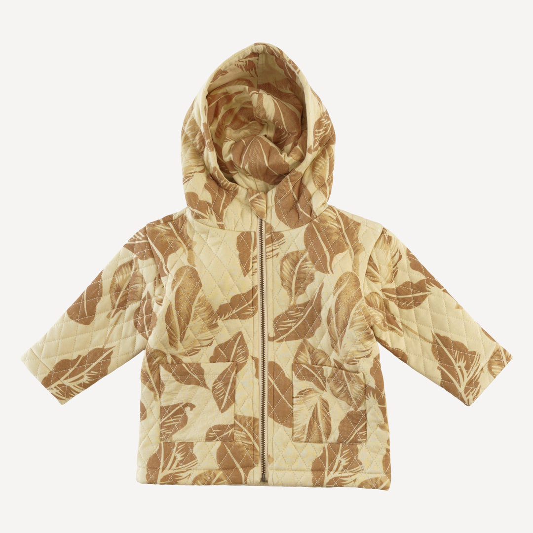 quilted hooded jacket | porcini leaf | modal