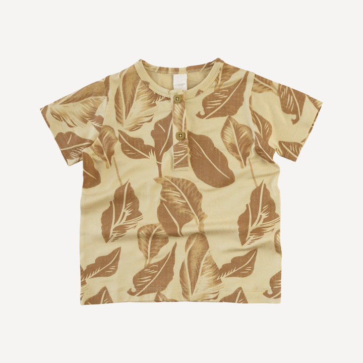 short sleeve basic henley tee | porcini leaf | modal