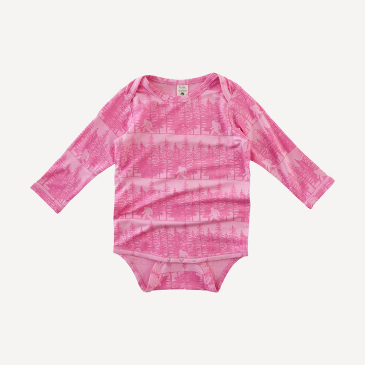 long sleeve lap neck bodysuit | pink sasquatch | bamboo