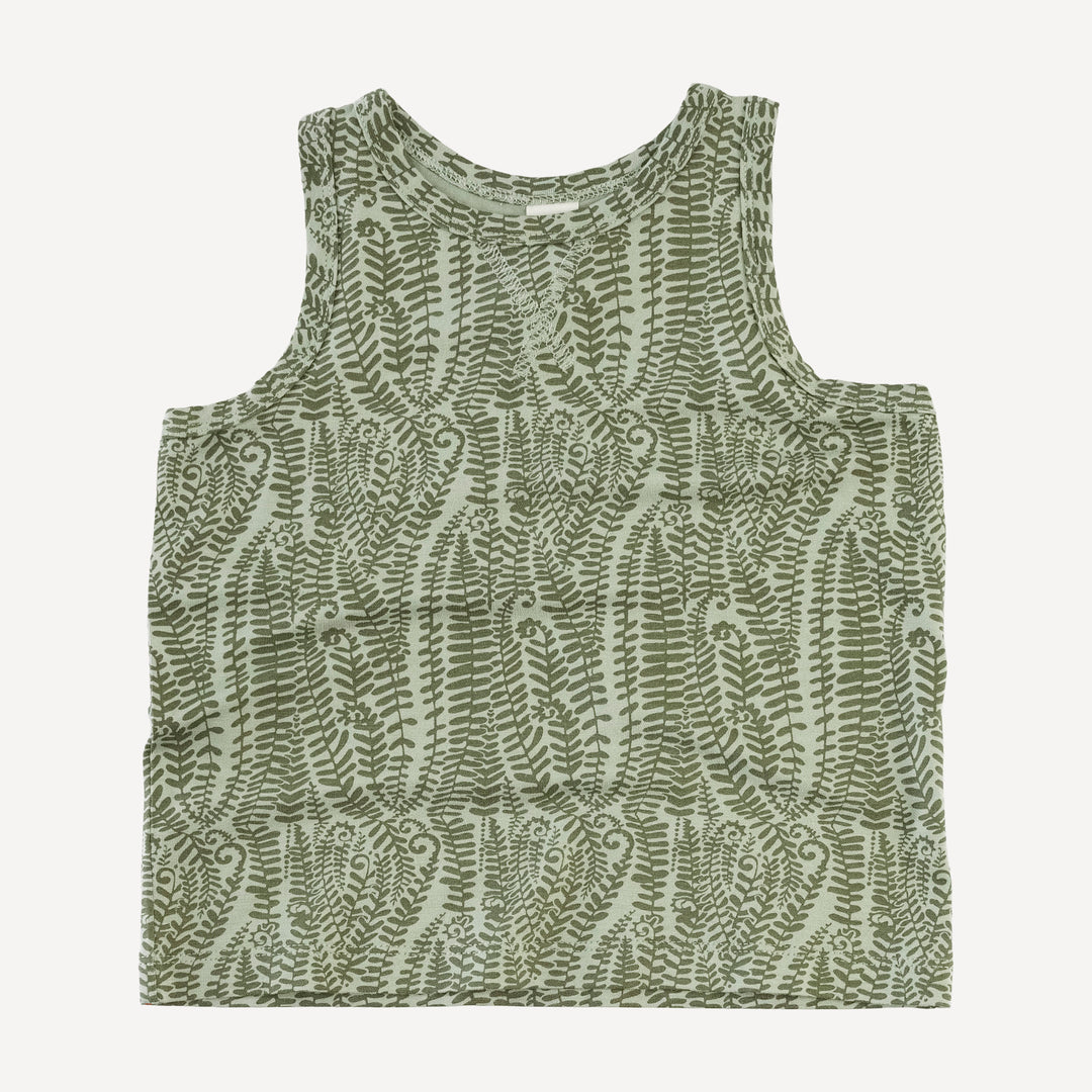 topstitch tank + relaxed short set | green fern frond | modal