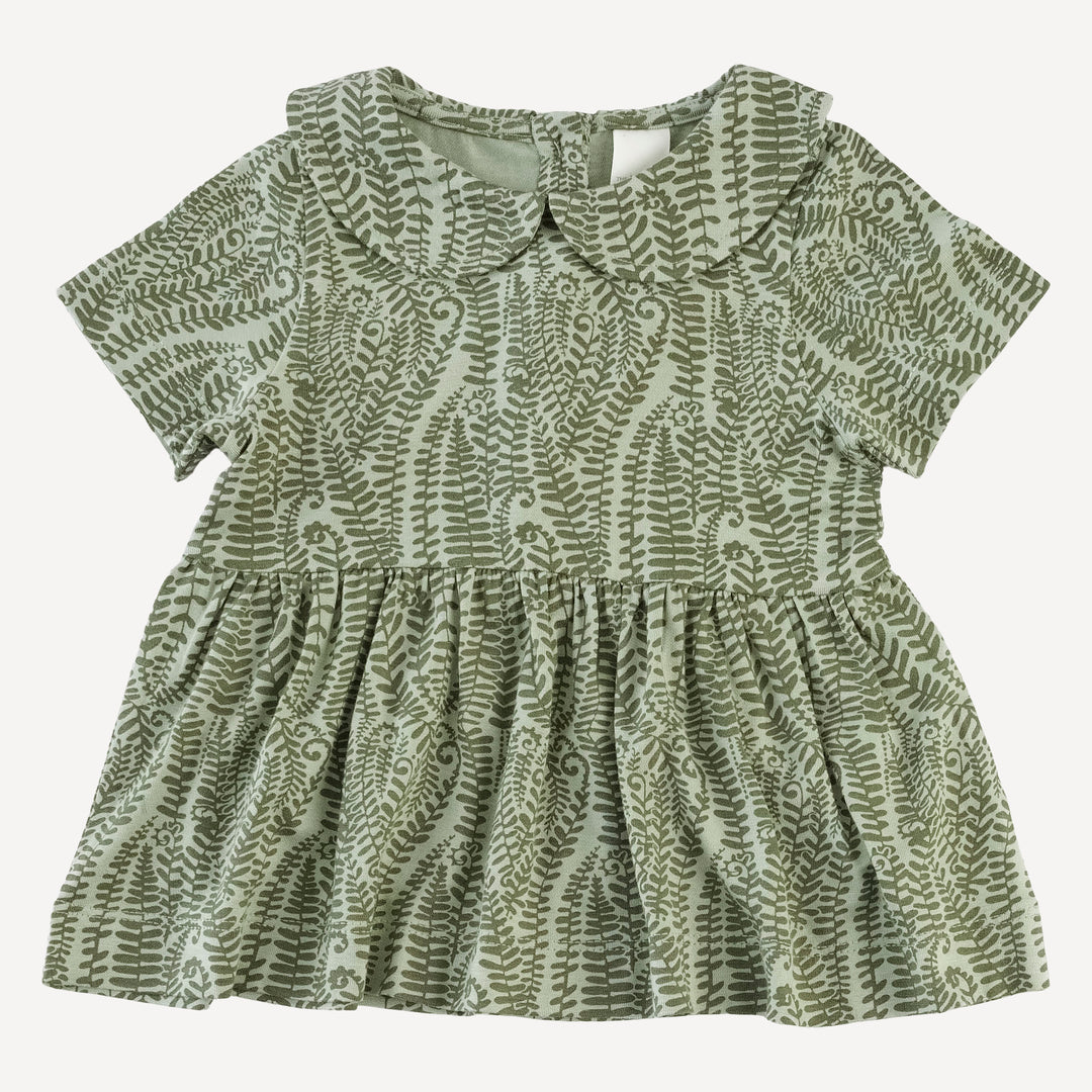 short sleeve peter pan skirted top + bubble short set | green fern frond | modal