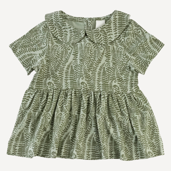 short sleeve peter pan skirted top + bubble short set | green fern frond | modal