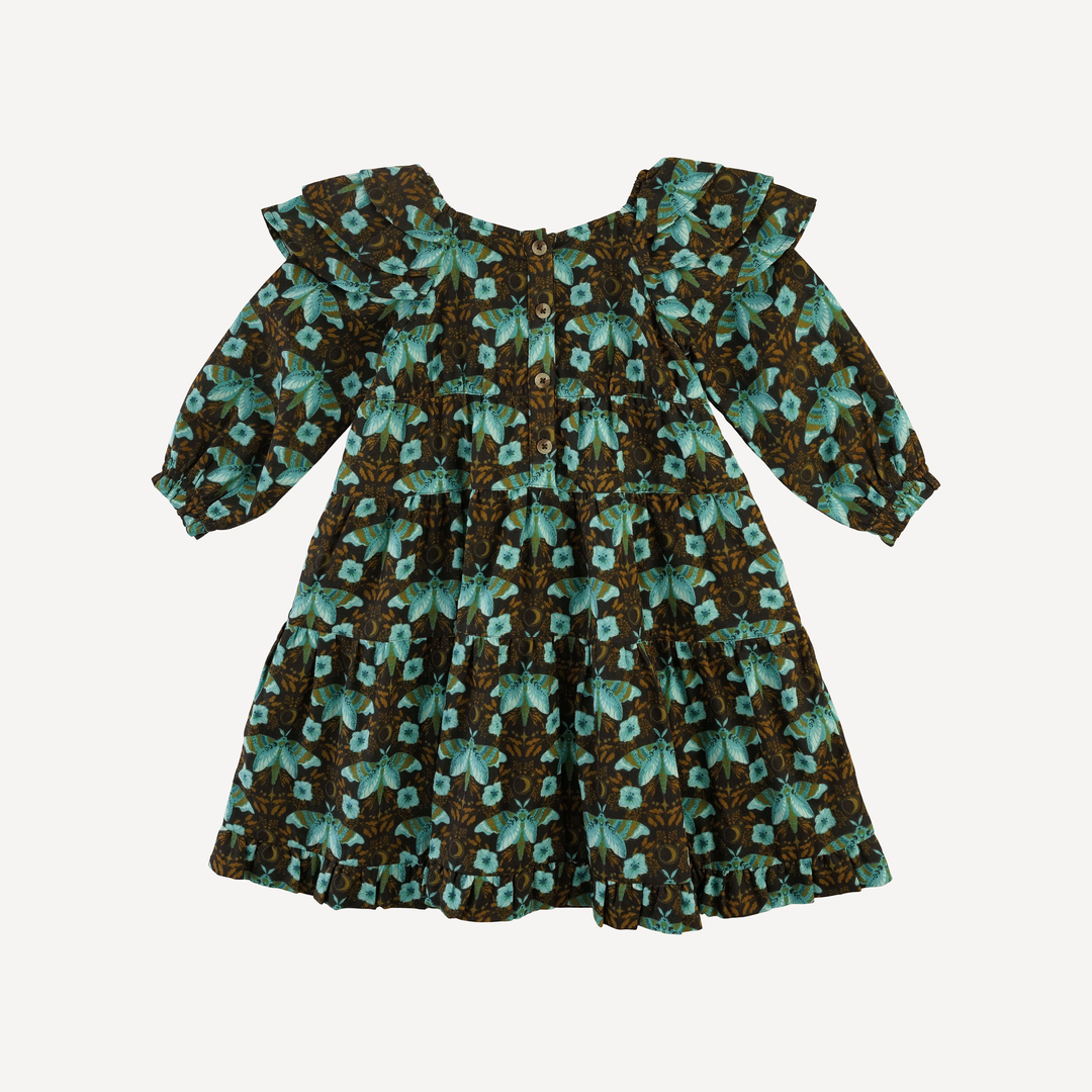 long sleeve angelica dress | aqua butterfly night | organic cotton gauze