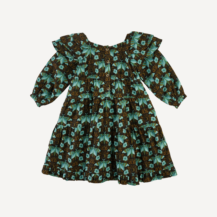long sleeve angelica dress | aqua butterfly night | organic cotton gauze