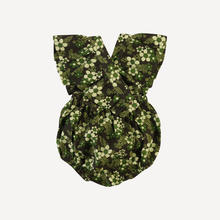 ruffle strap bubble | green granny floral | organic cotton gauze