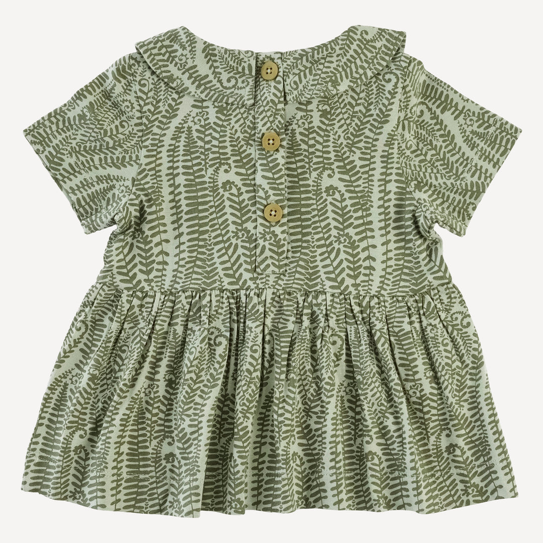 short sleeve peter pan skirted top + bubble short set | green fern frond | modal