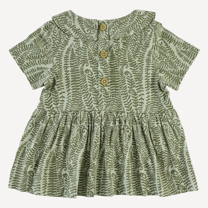 short sleeve peter pan skirted top + bubble short set | green fern frond | modal