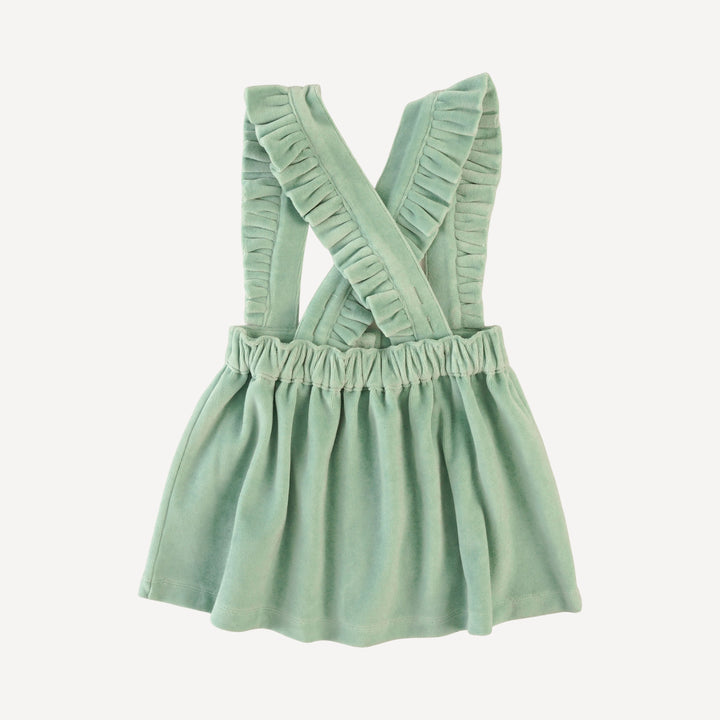 ruffle suspender skirt | hidden grove | organic cotton velour