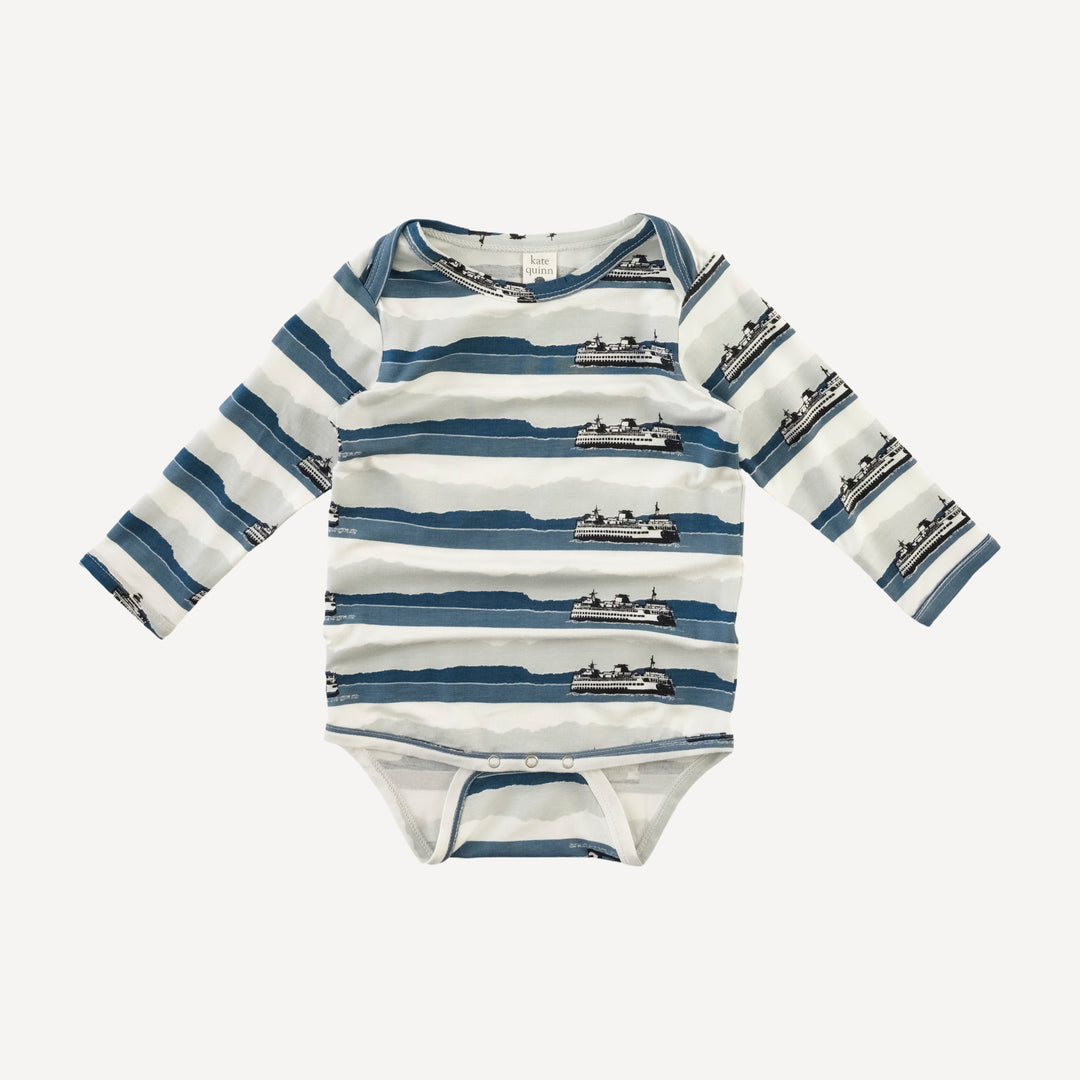 long sleeve lap neck bodysuit | ferry boat | bamboo