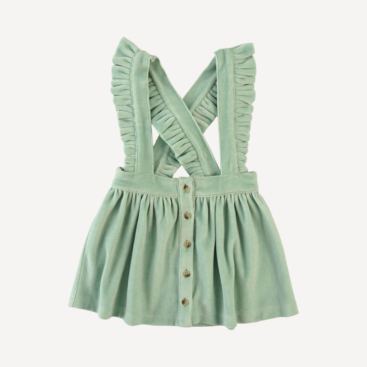 ruffle suspender skirt | hidden grove | organic cotton velour