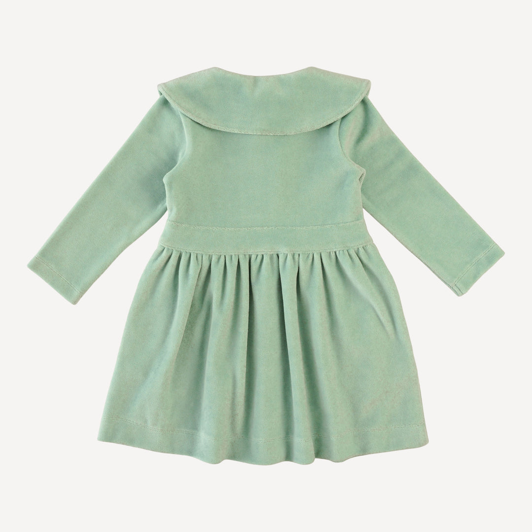 long sleeve wide collar button dress | hidden grove | organic cotton velour