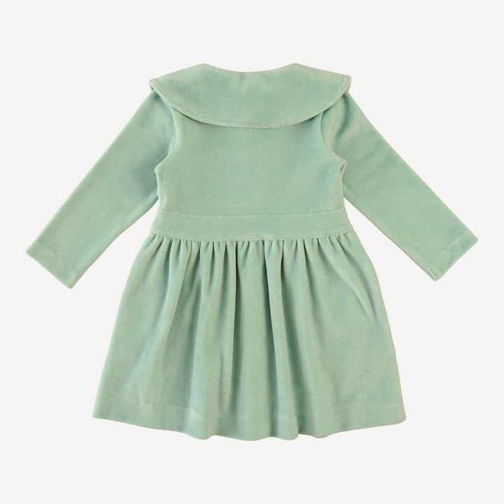 long sleeve wide collar button dress | hidden grove | organic cotton velour