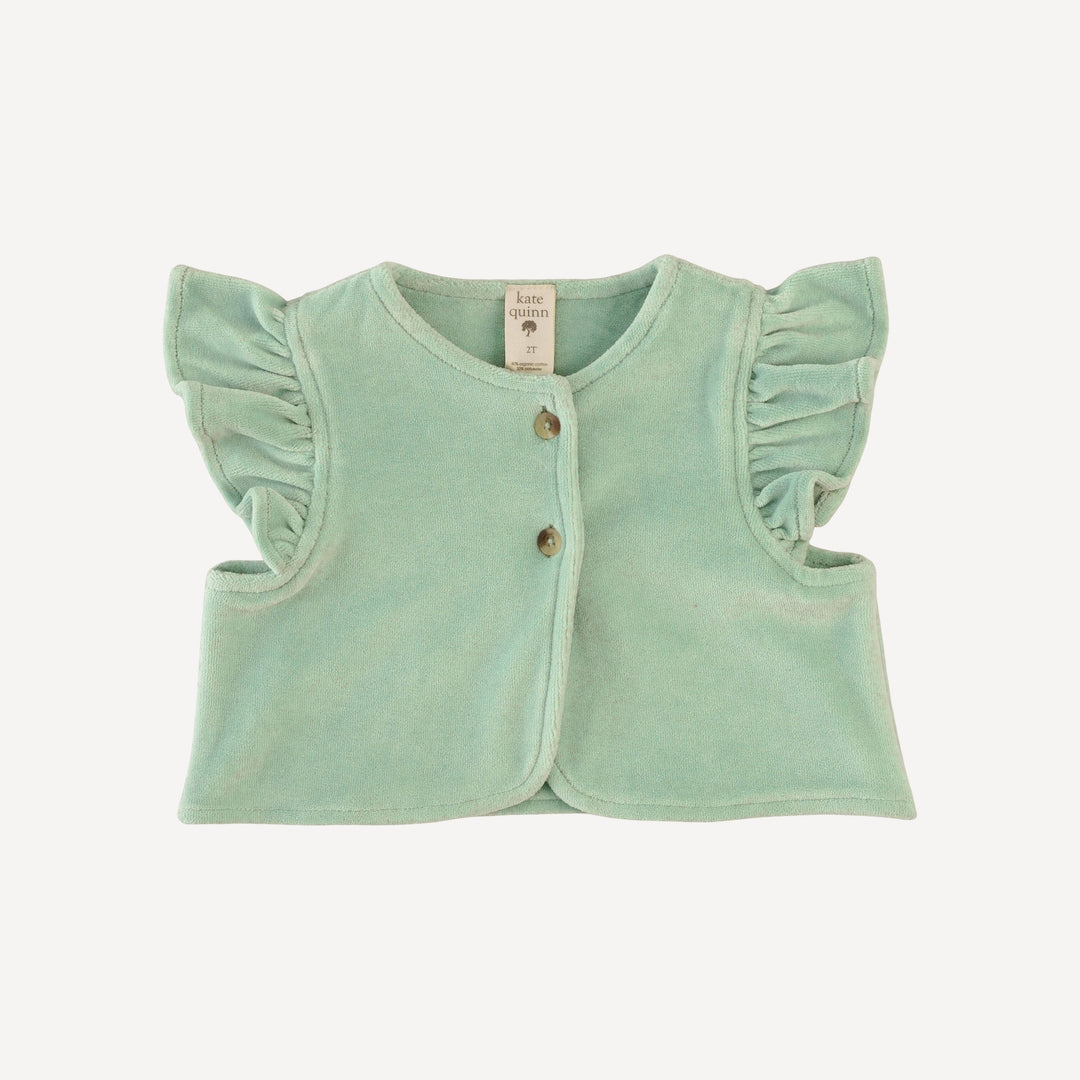 flutter ruffle vest | hidden grove | organic cotton velour