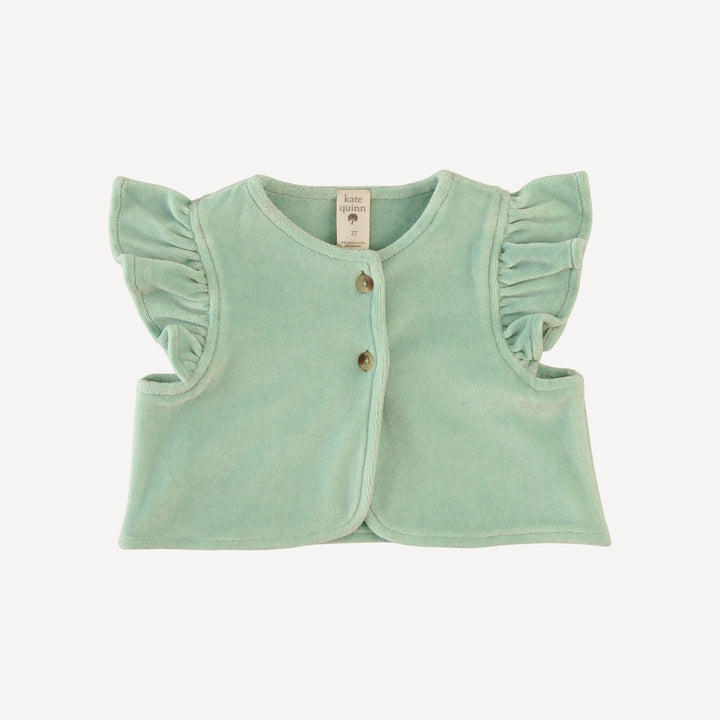 flutter ruffle vest | hidden grove | organic cotton velour