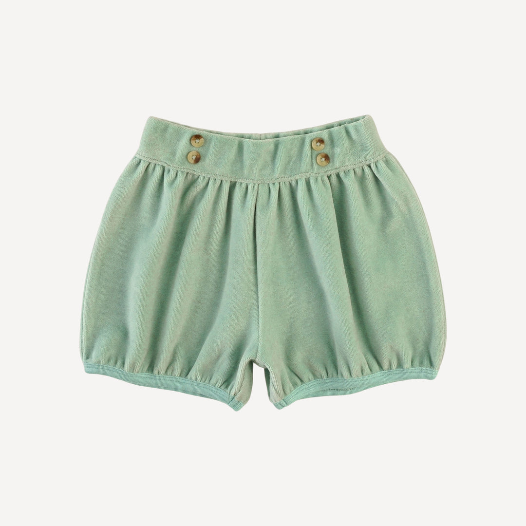 button bubble short | hidden grove | organic cotton velour