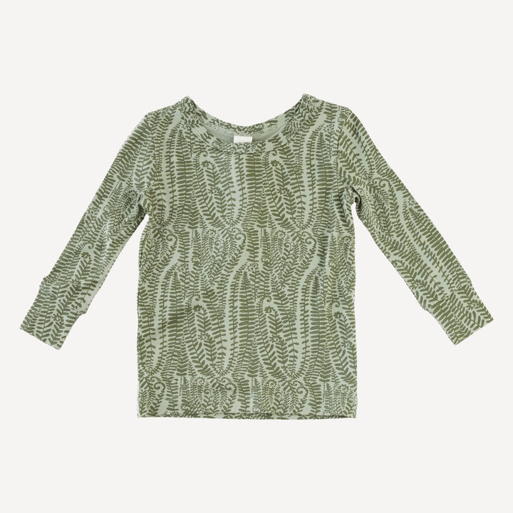 long sleeve crew neck pj set | green fern frond | modal