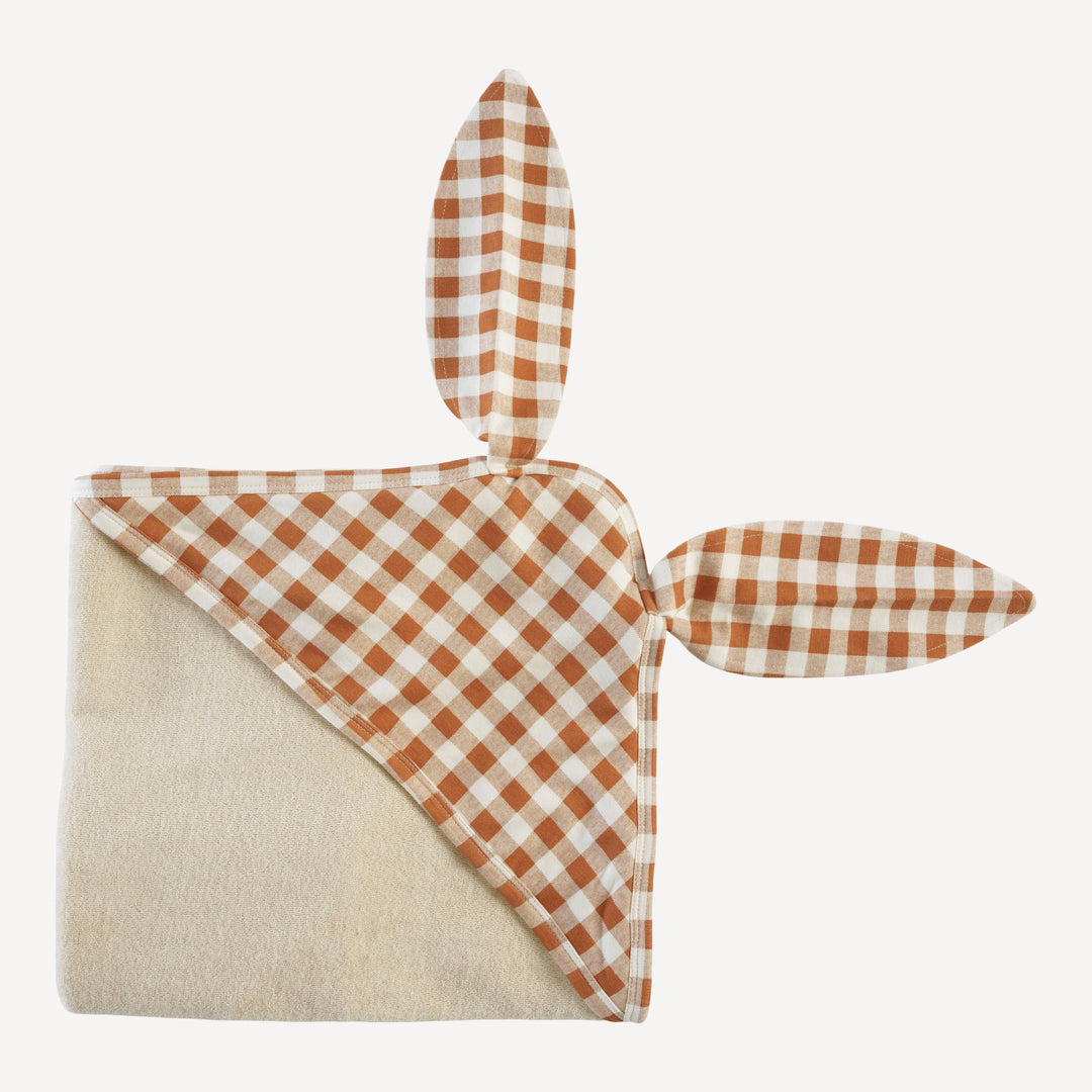 bunny ear towel | toffee gingham | organic cotton terry