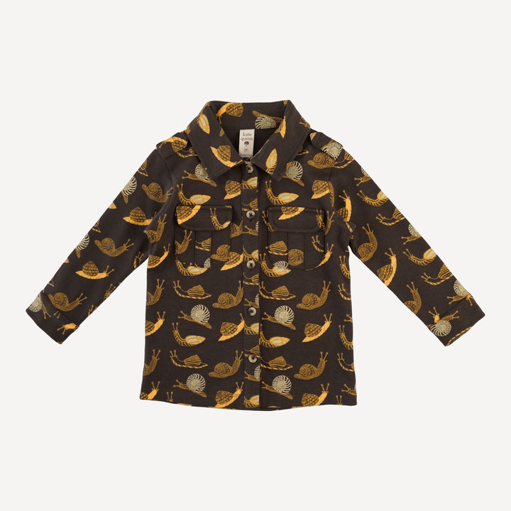long sleeve military top | neutral snails | organic cotton interlock