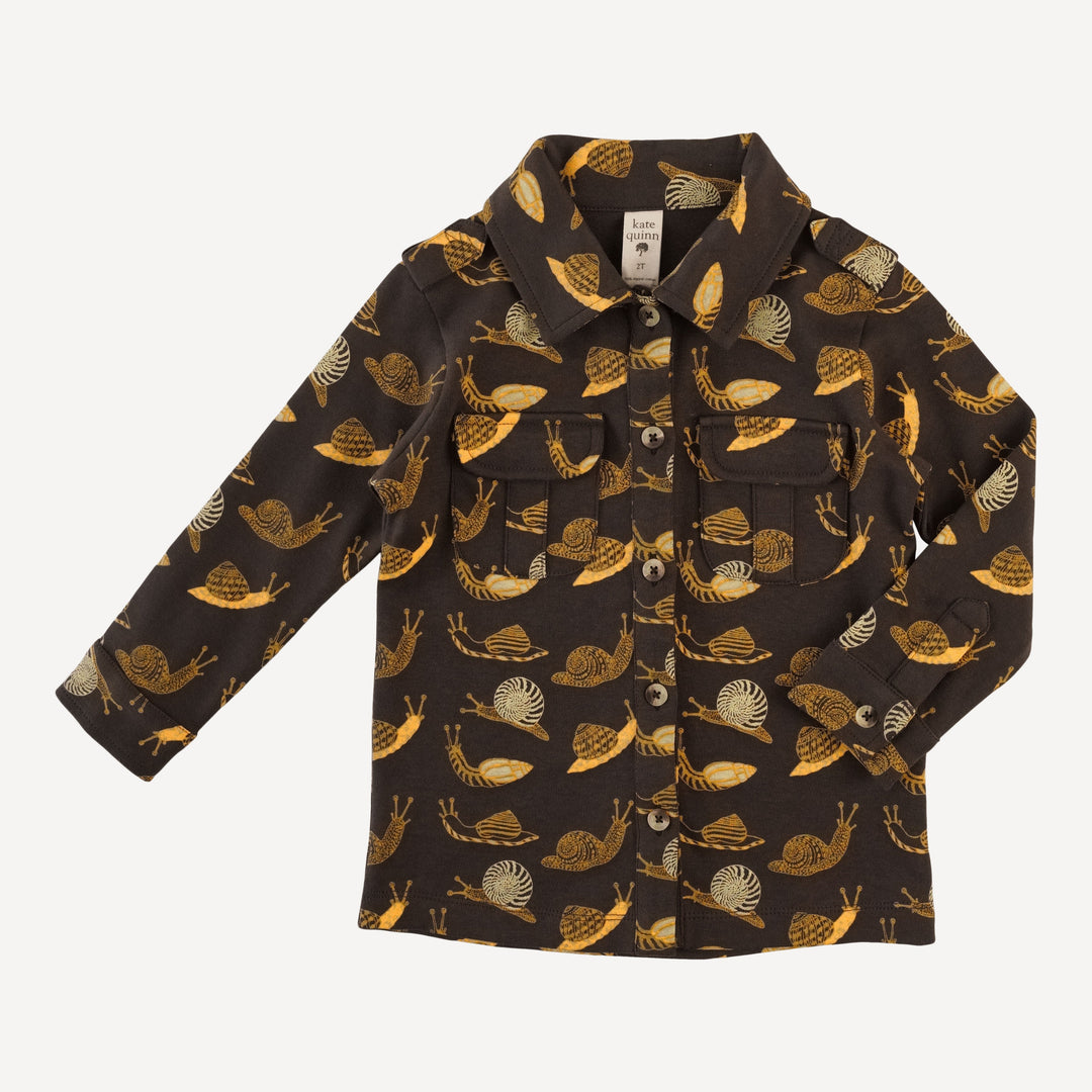 long sleeve military top | neutral snails | organic cotton interlock
