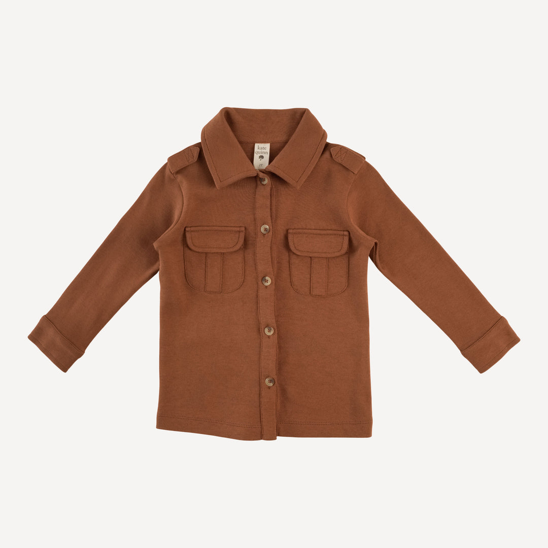 long sleeve military top | old forest bark | organic cotton interlock