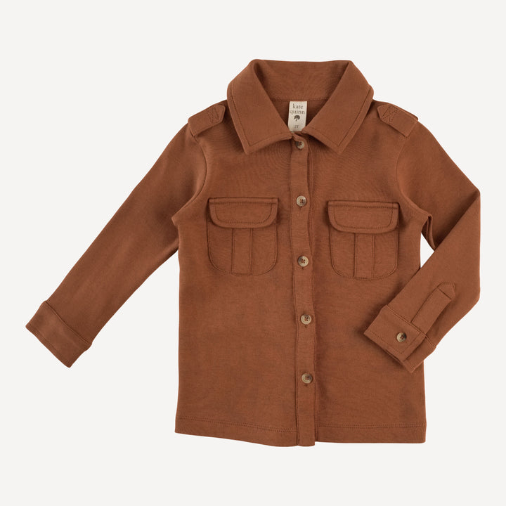 long sleeve military top | old forest bark | organic cotton interlock