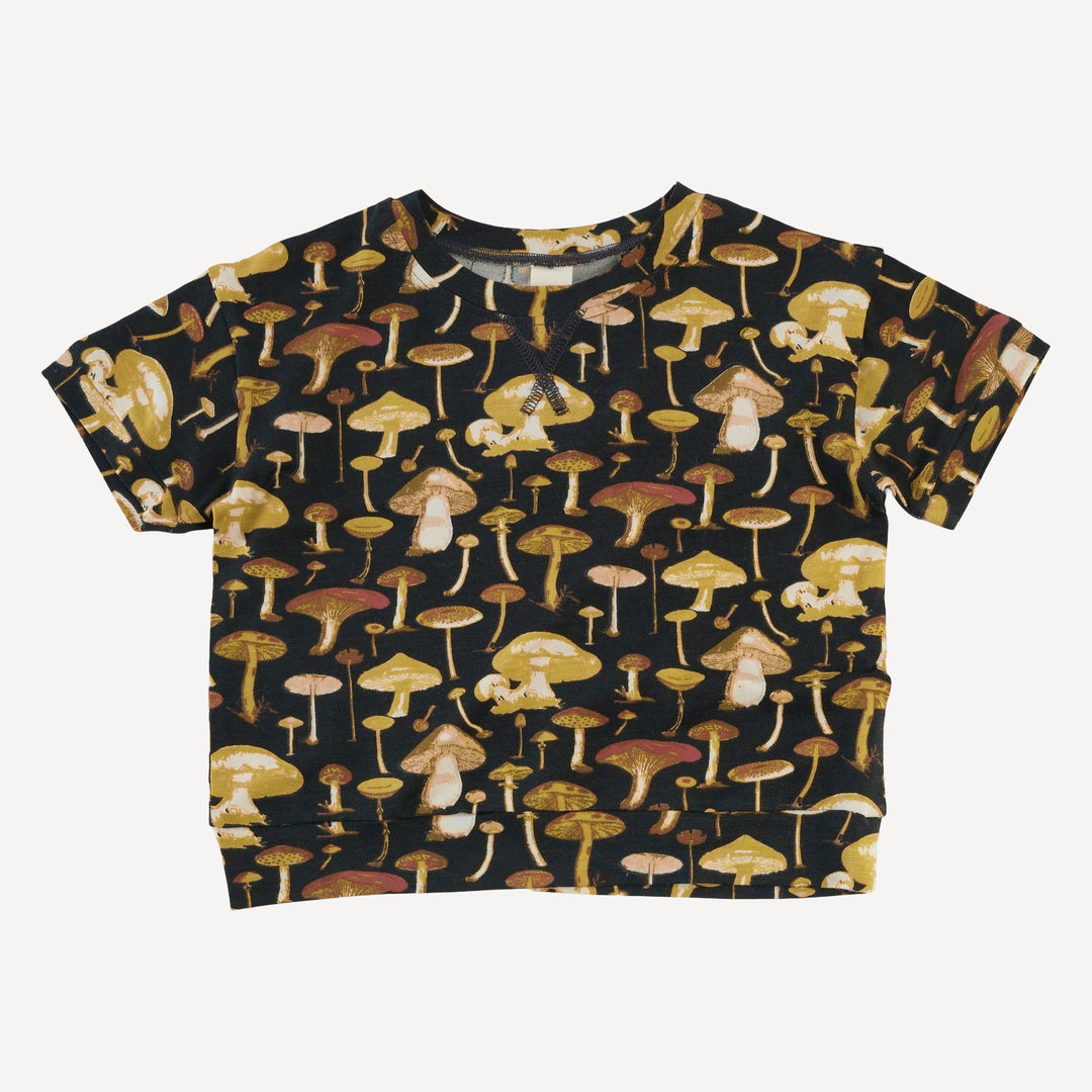short sleeve relaxed jogger set | black mushroom litho | modal