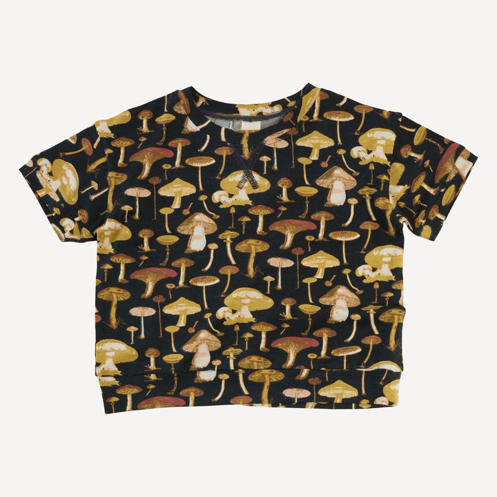 short sleeve relaxed jogger set | black mushroom litho | modal