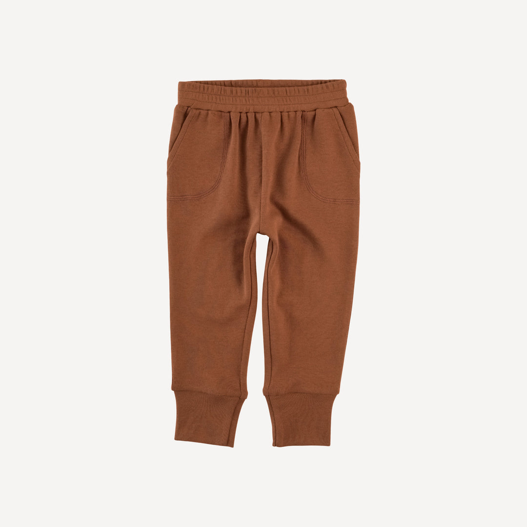 slim sport jogger | old forest bark | organic cotton interlock