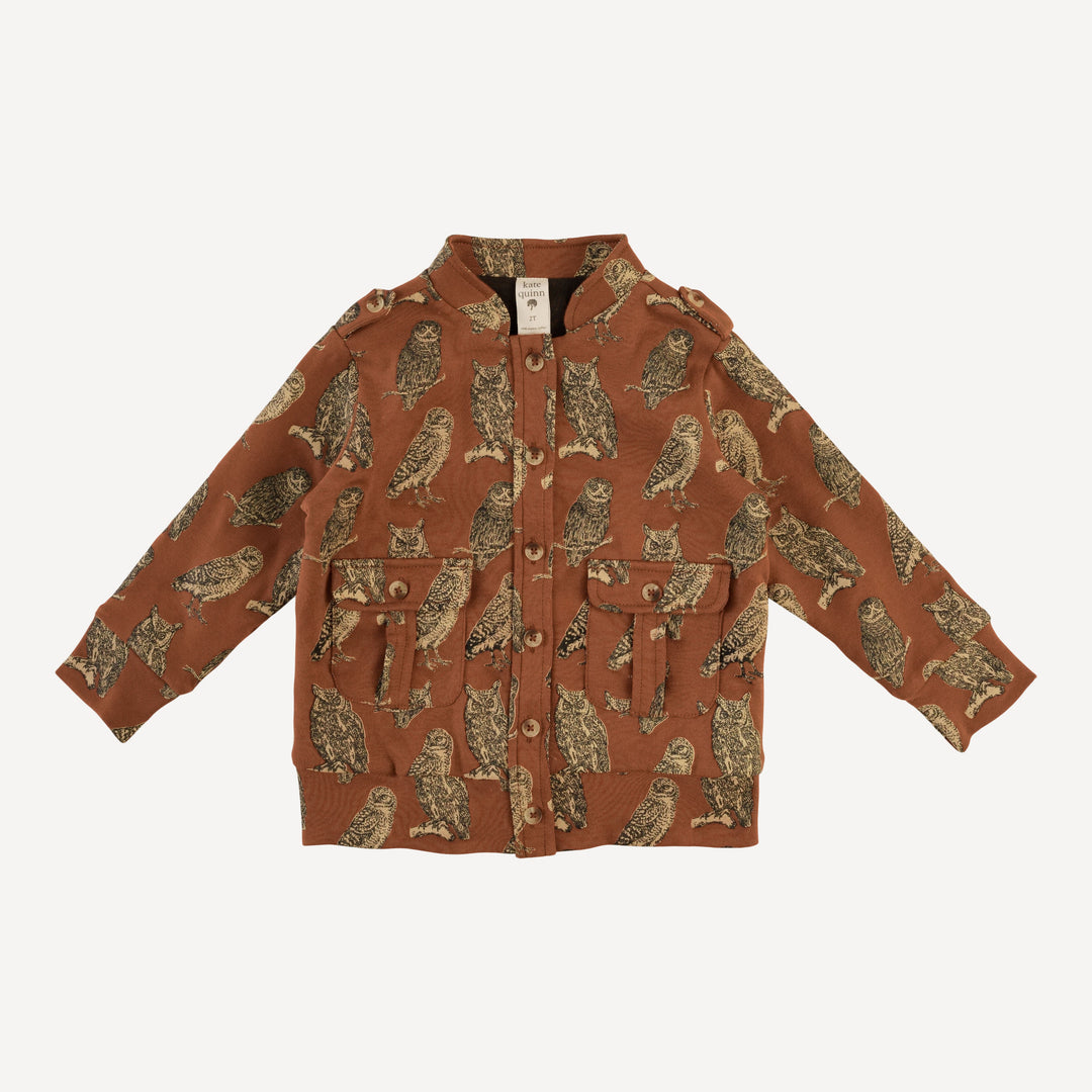 military jacket | owl friends | organic cotton interlock