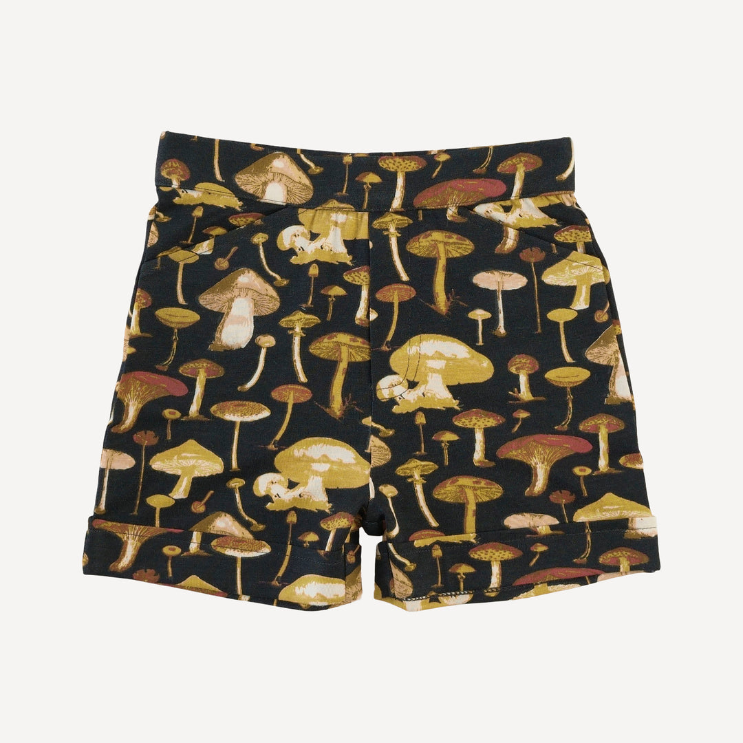 cuffed pocket short | black mushroom litho | modal