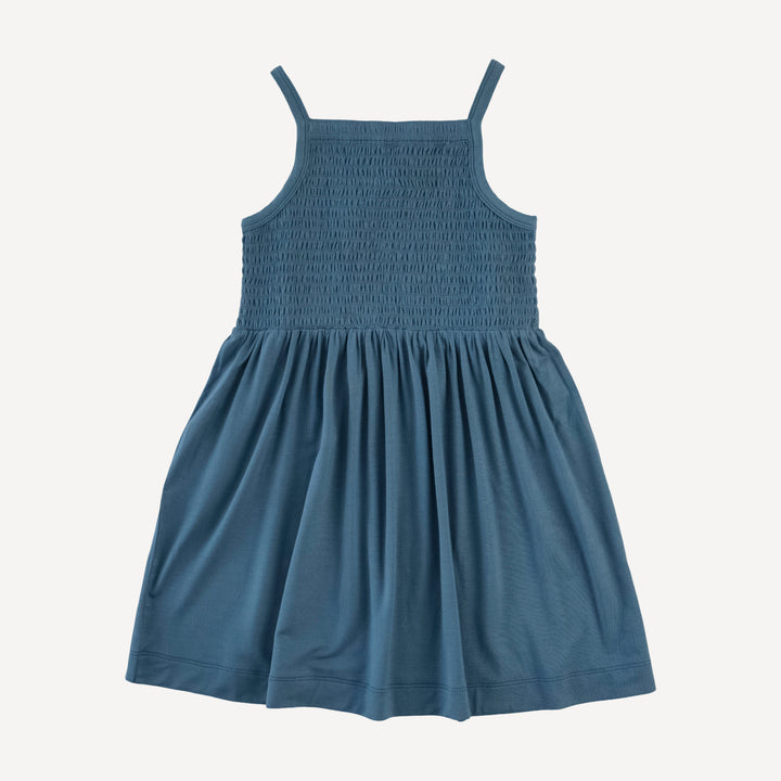 smocked spaghetti dress | bluestone | modal