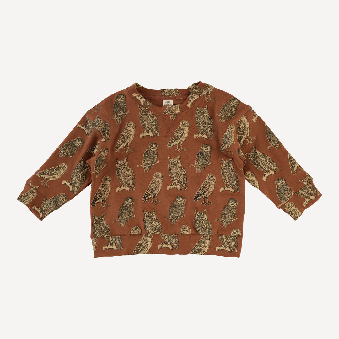 long sleeve relaxed jogger set | owl friends | organic cotton interlock