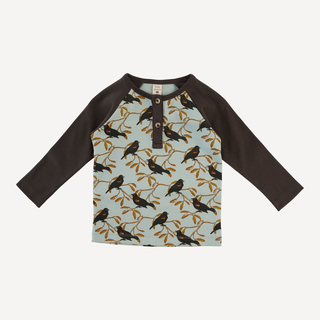 long sleeve baseball tee | red-winged blackbird | organic cotton interlock