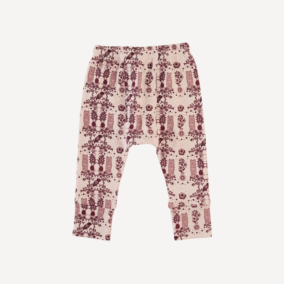 classic panda pant | wolf floral | organic cotton interlock