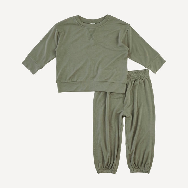long sleeve relaxed jogger set | vetiver | modal
