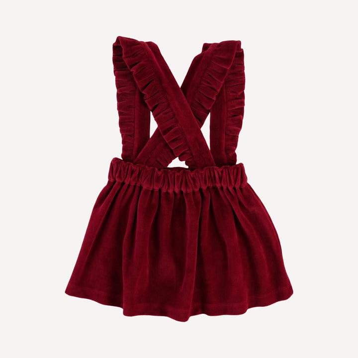 ruffle suspender skirt | berry basket | organic cotton velour