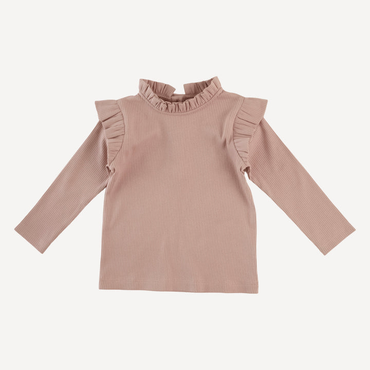 long sleeve little ruffle tee | cottage rose | organic cotton single rib