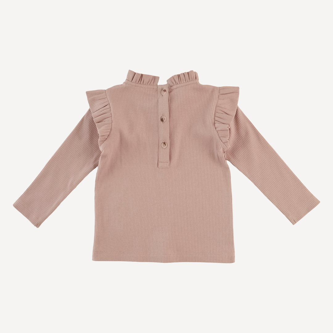 long sleeve little ruffle tee | cottage rose | organic cotton single rib