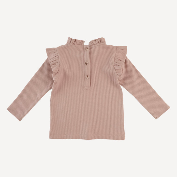 long sleeve little ruffle tee | cottage rose | organic cotton single rib