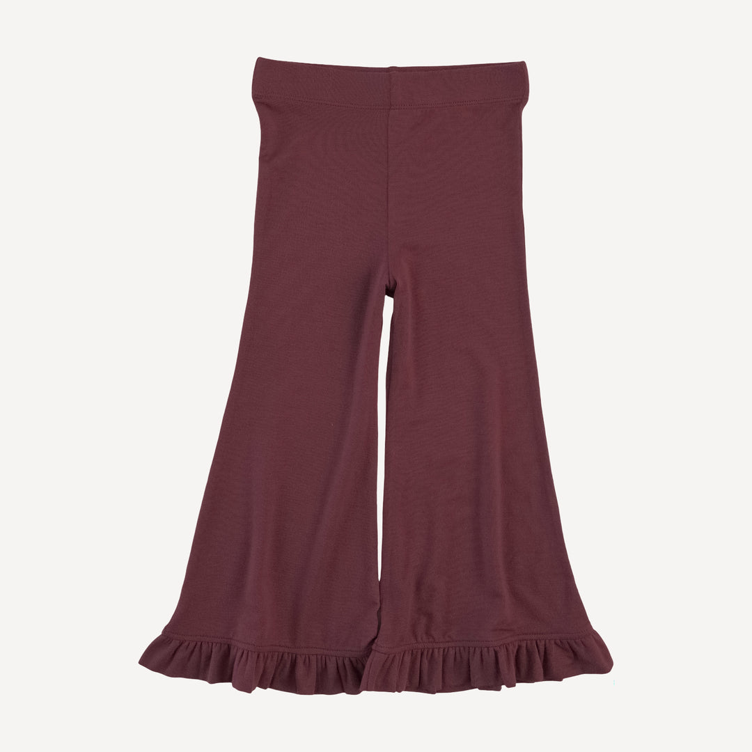 short sleeve cropped ruffle tee + flare set | mahogany | modal