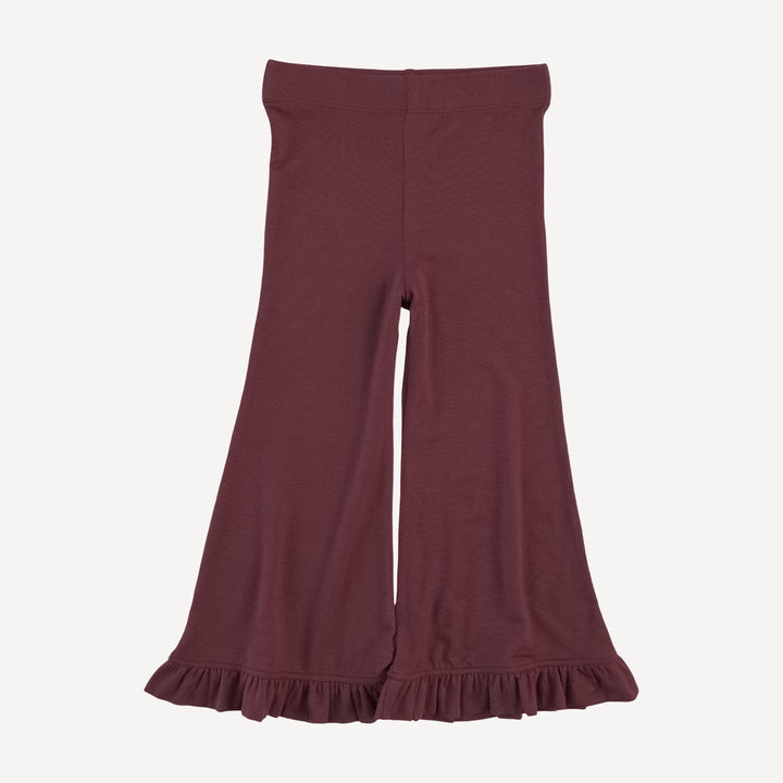 short sleeve cropped ruffle tee + flare set | mahogany | modal