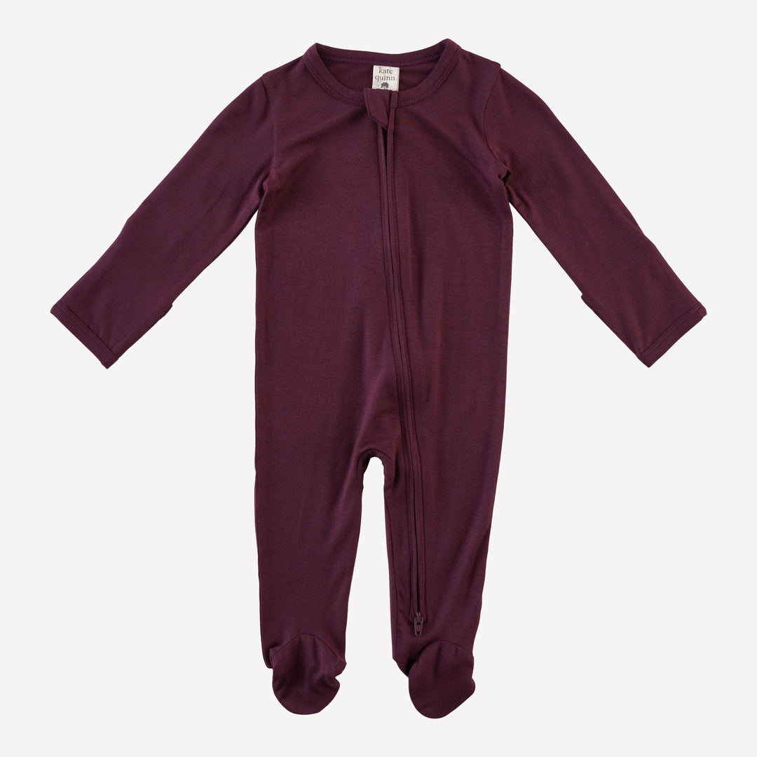 long sleeve two way zipper footie | huckleberry | bamboo