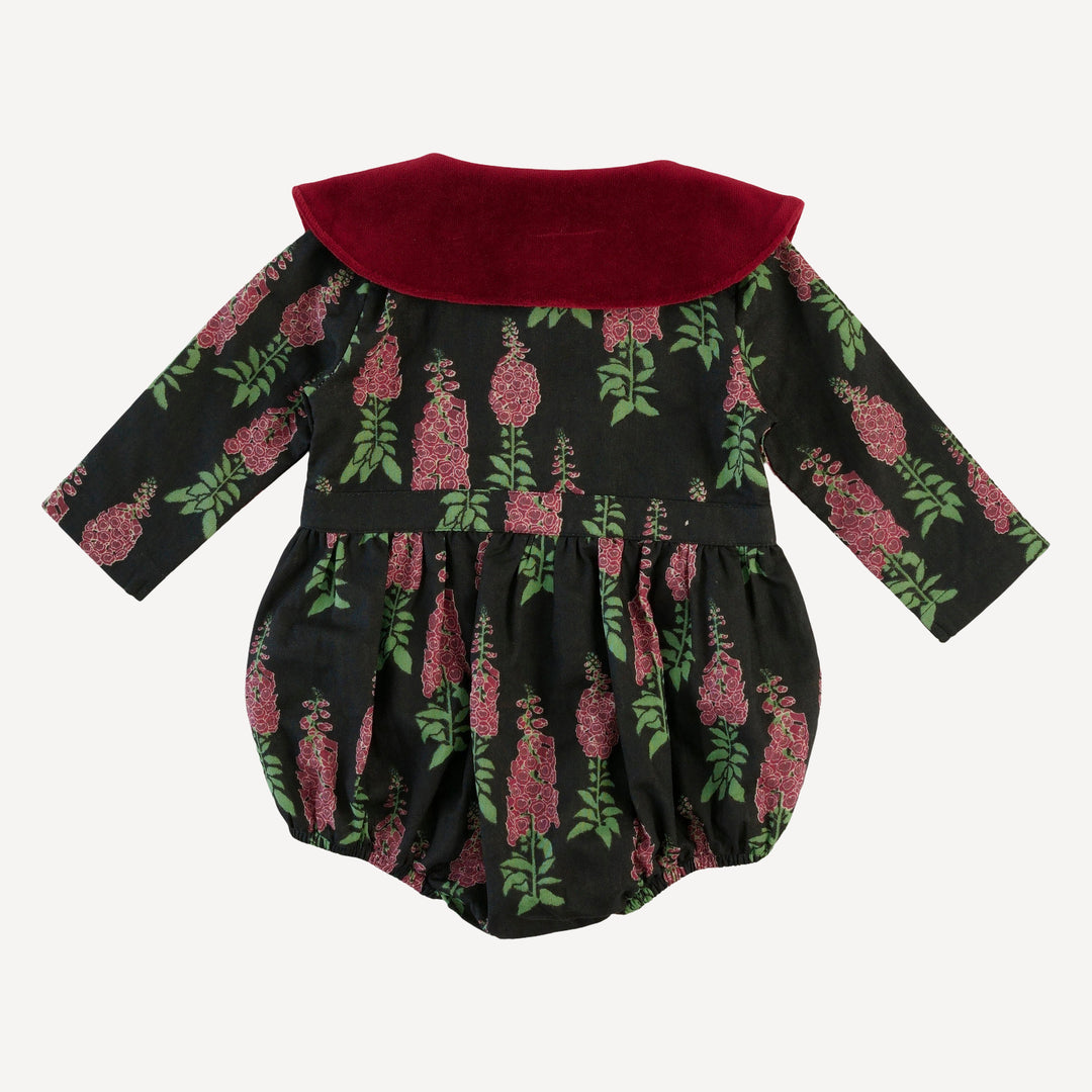 long sleeve wide collar button bubble | red foxglove | organic cotton gauze